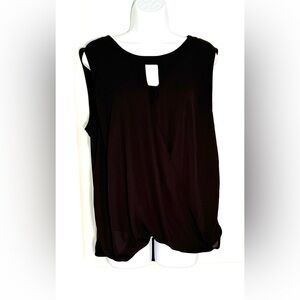 41 Hawthorn Black Sleeveless faux wrap Top tie neck size XL